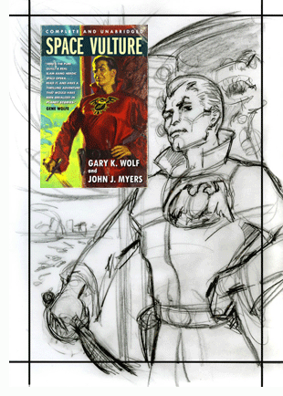 First cover sketch of the Space Vulture book cover.