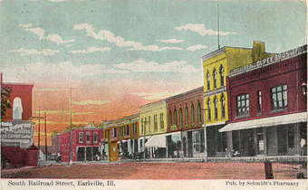 An old postcard showing Earlville, Illinois