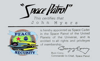 Space Patrol Membership Card - John Myers